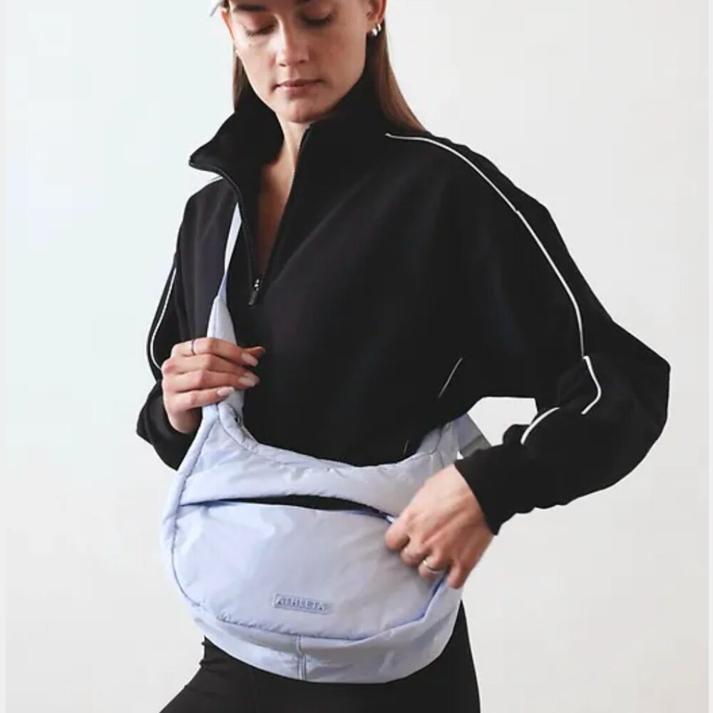 ATHLETA Gossamer Blue All About Small Crossbody Hobo Bag with Bonus Hat😍 - Picture 2 of 7